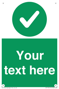 Custom green background, green circle with tick